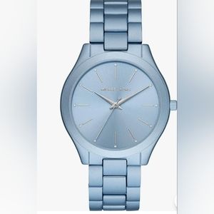 Michael Kors Slim Runway Three-Handed Blue Aluminum Watch